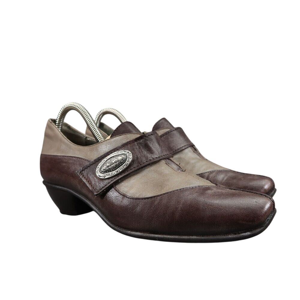 Fidji Shoes Womens 38 Pump Slip On Leather Adjustable Strap Boho Fashion Comfort